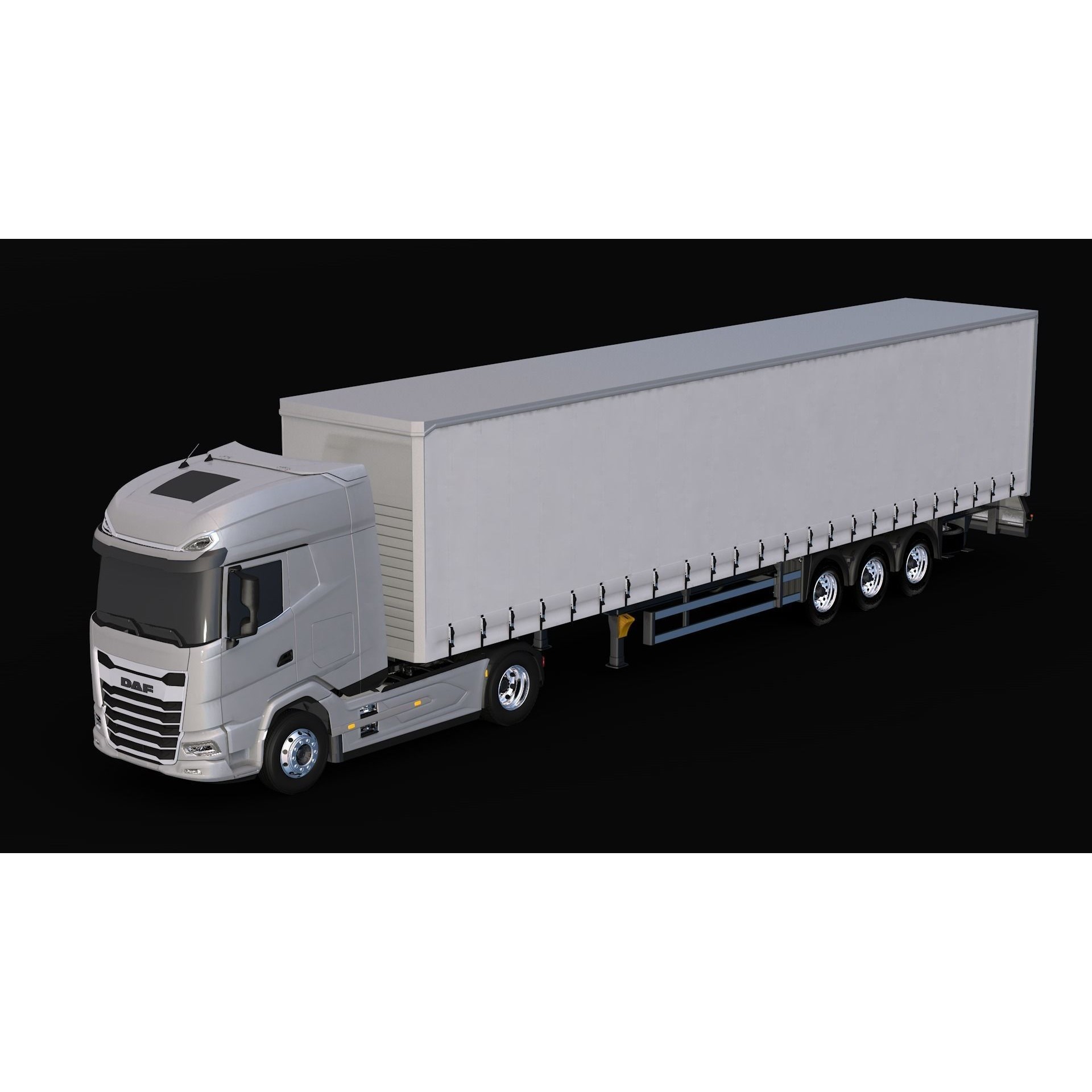 2021 DAF XG 480 Sider Trailer - High-Detail 3D Model - View 5