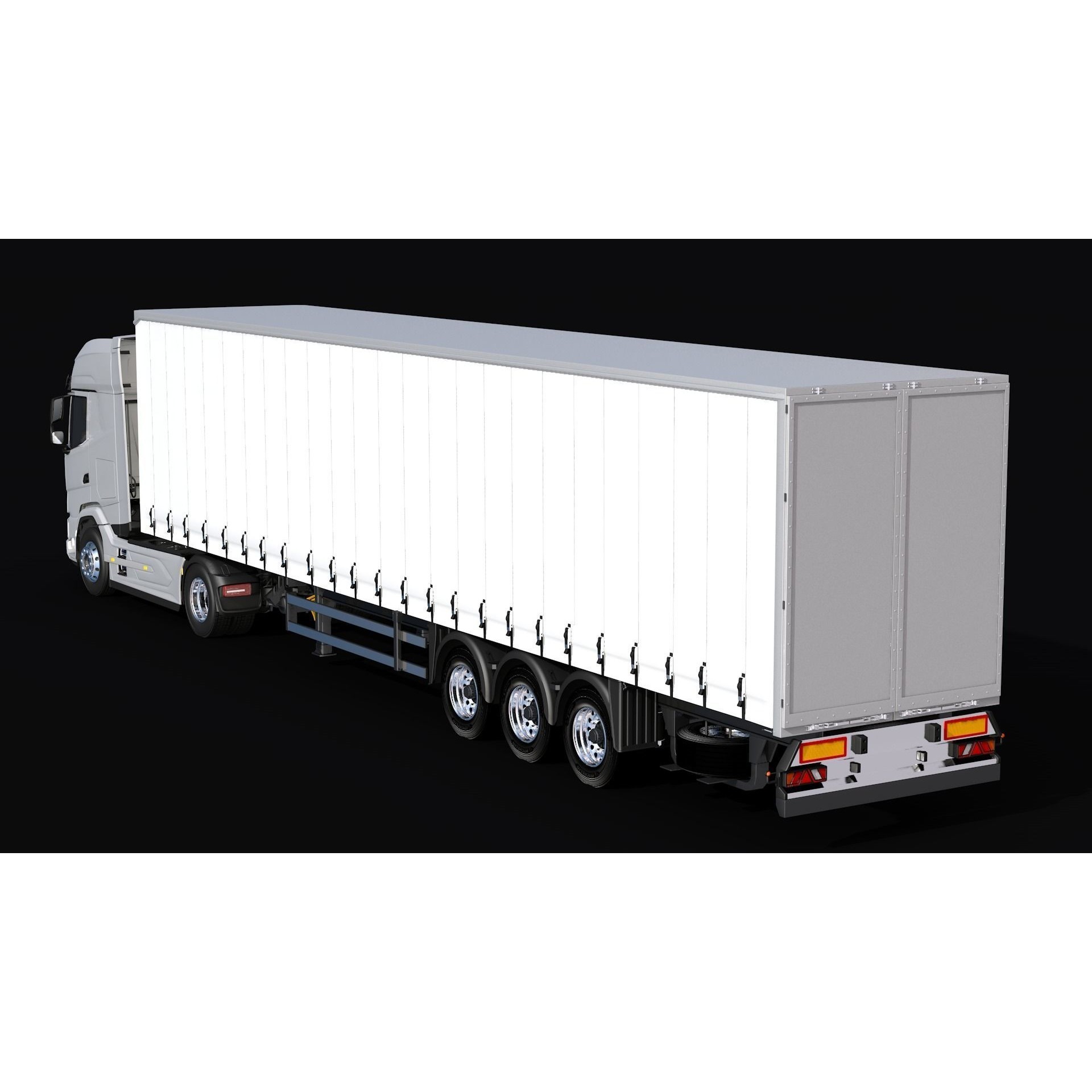 2021 DAF XG 480 Sider Trailer - High-Detail 3D Model - View 7
