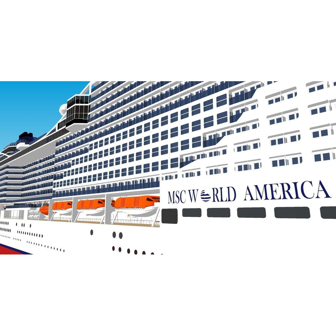 MSC World America 3D Model – High Poly Watercraft with Rigging, FBX - View 35