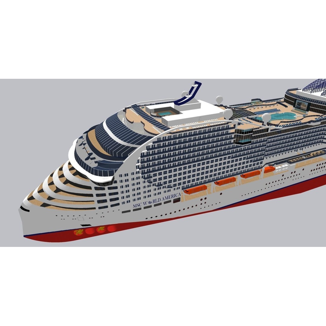 MSC World America 3D Model – High Poly Watercraft with Rigging, FBX - View 36