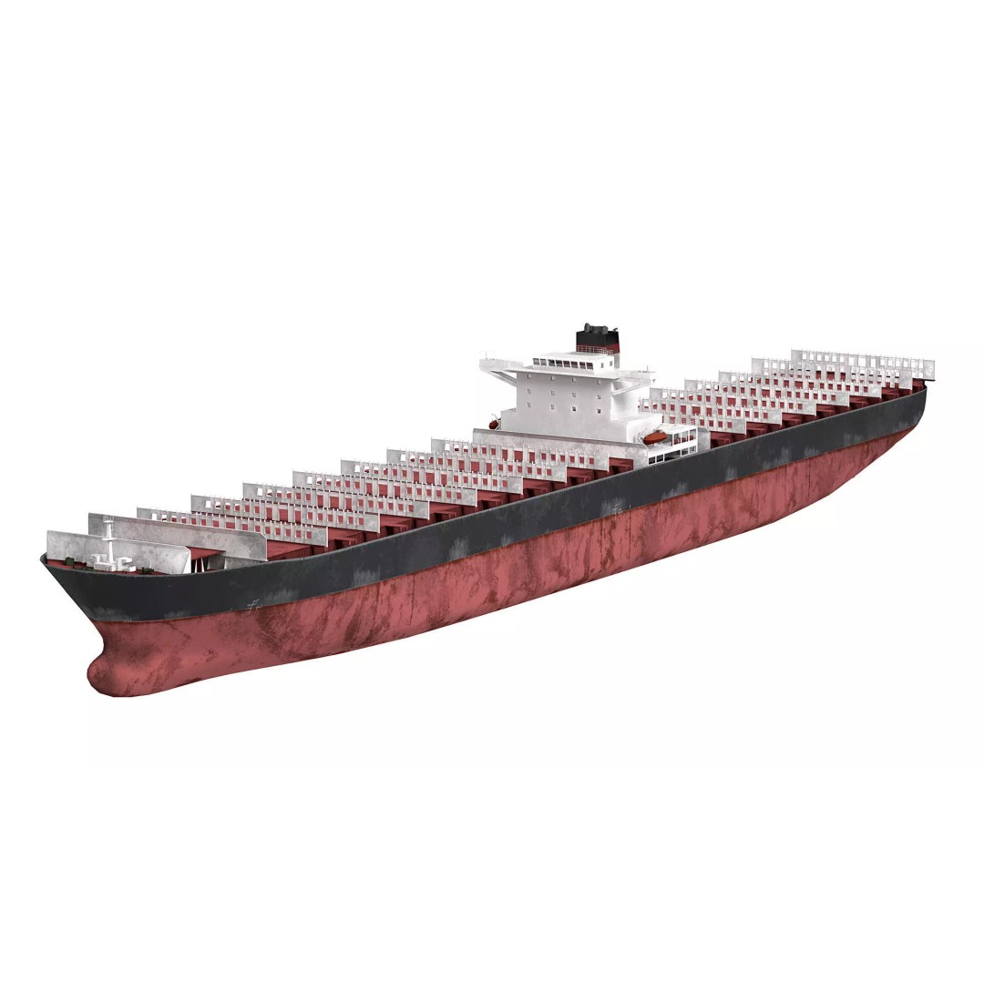 Cargo Ship 3D Model – Low Poly Industrial Vessel, FBX, PBR - View 3