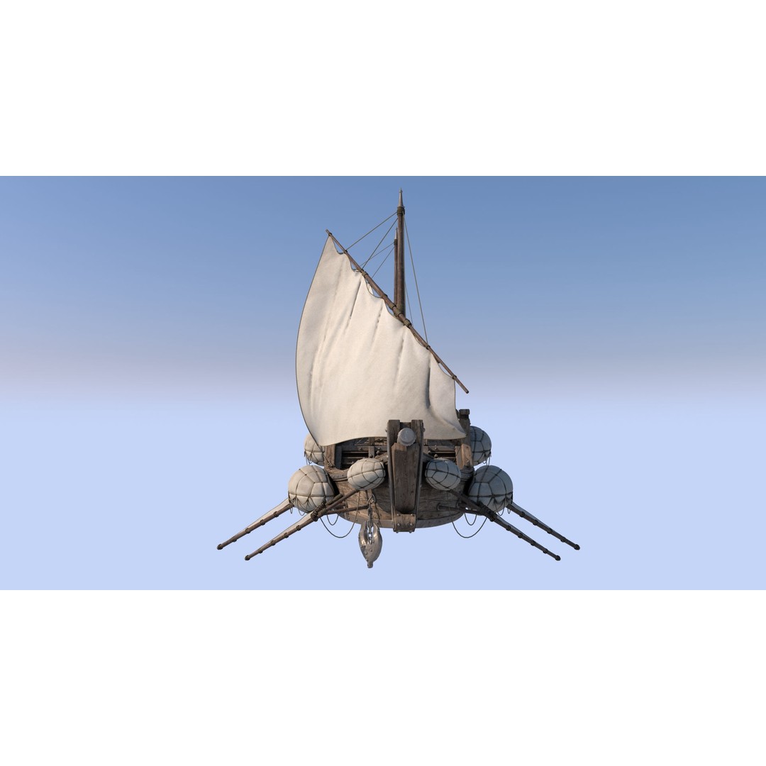 Fantasy Flying Ship 3D Model – High Poly V-Ray Ready Asset, FBX/OBJ - View 13