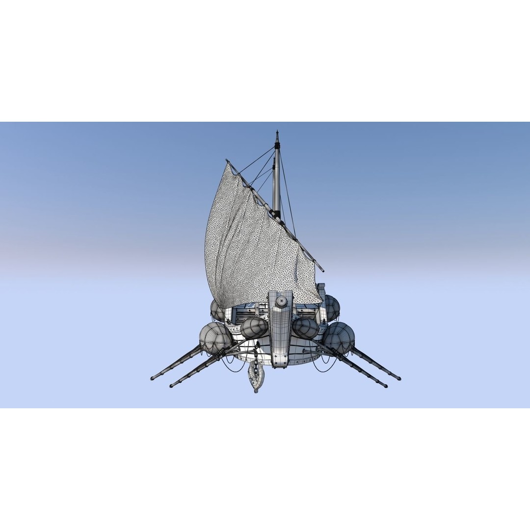 Fantasy Flying Ship 3D Model – High Poly V-Ray Ready Asset, FBX/OBJ - View 15