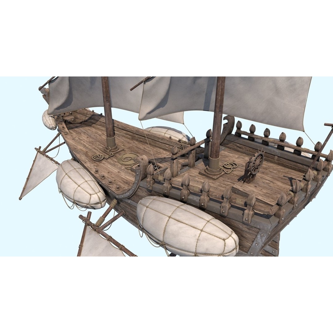 Fantasy Flying Ship 3D Model – High Poly V-Ray Ready Asset, FBX/OBJ - View 7