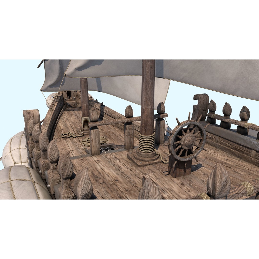 Fantasy Flying Ship 3D Model – High Poly V-Ray Ready Asset, FBX/OBJ - View 8
