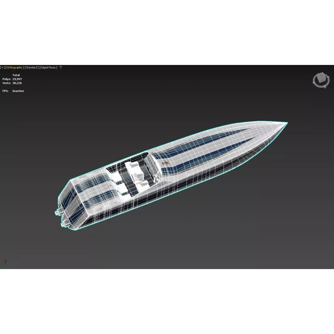 Cigarette Racing Speedboat 3D Model – High-Performance, PBR, FBX - View 12