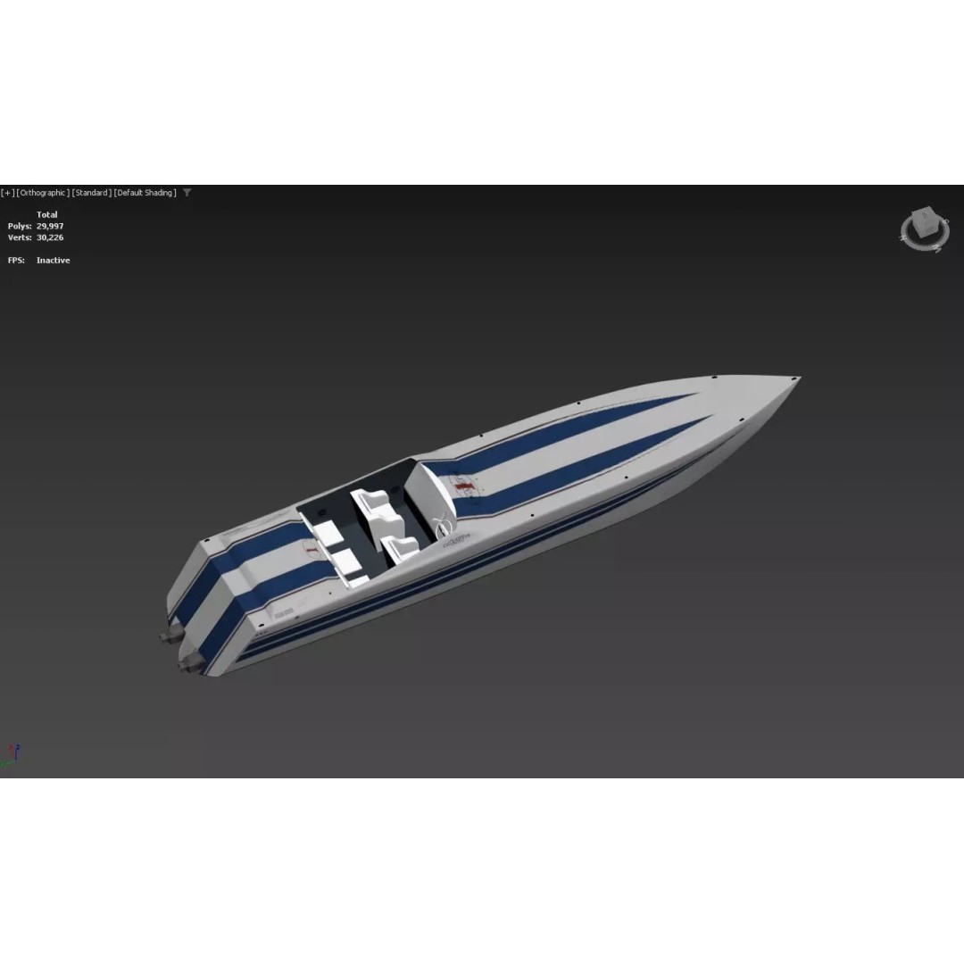 Cigarette Racing Speedboat 3D Model – High-Performance, PBR, FBX - View 3
