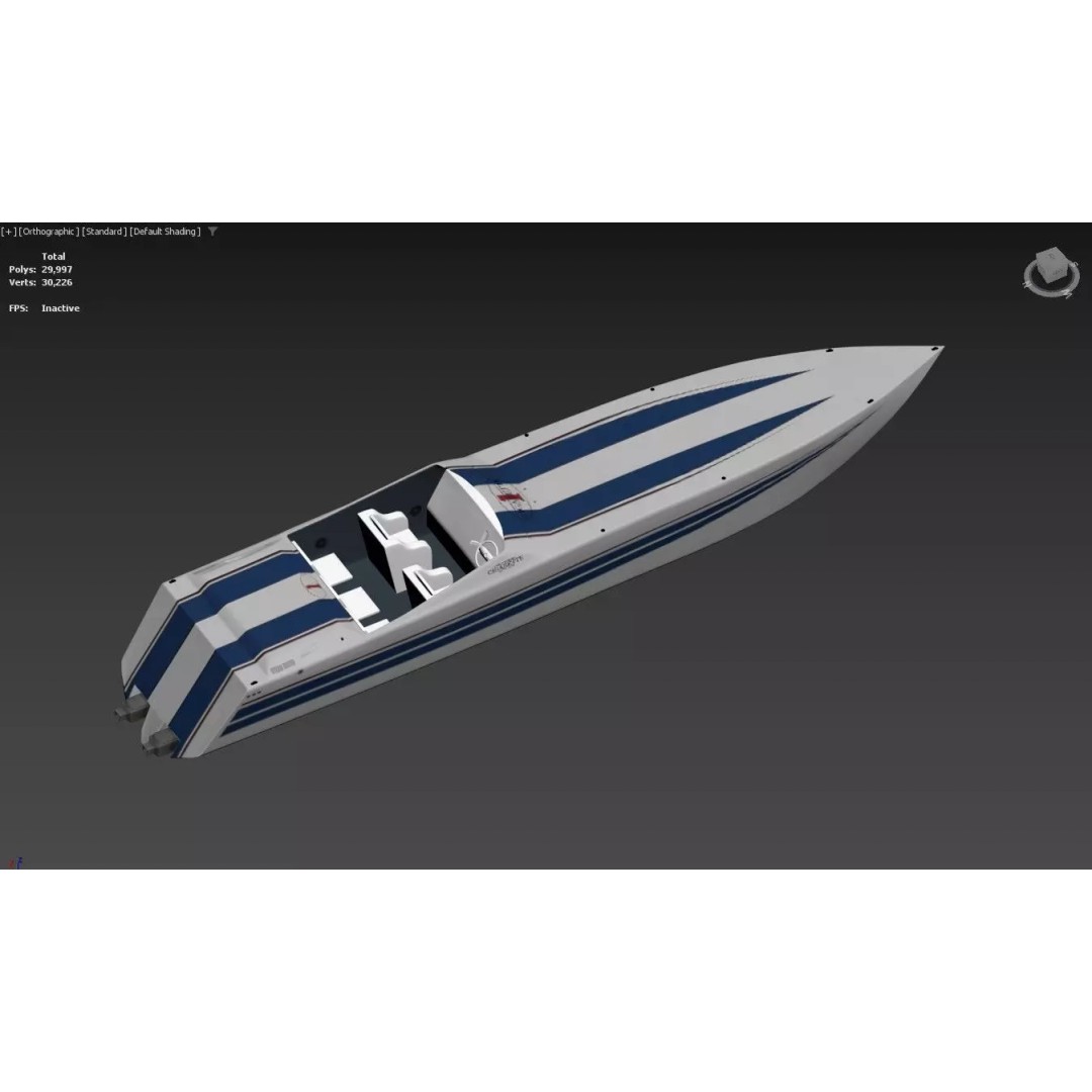 Cigarette Racing Speedboat 3D Model – High-Performance, PBR, FBX - View 8