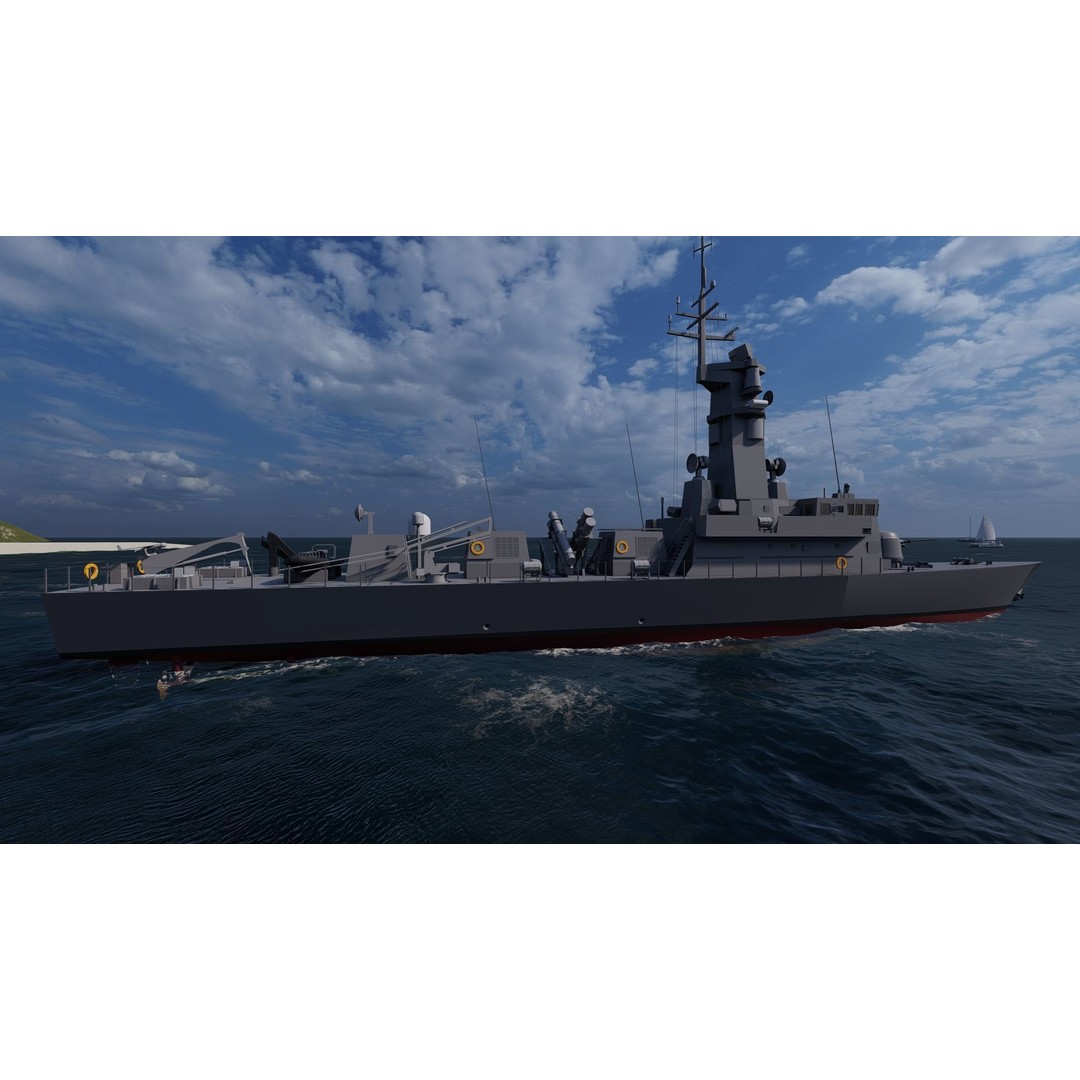 Victory Class Corvette 3D Model – Detailed Military Vessel, FBX, OBJ - View 3