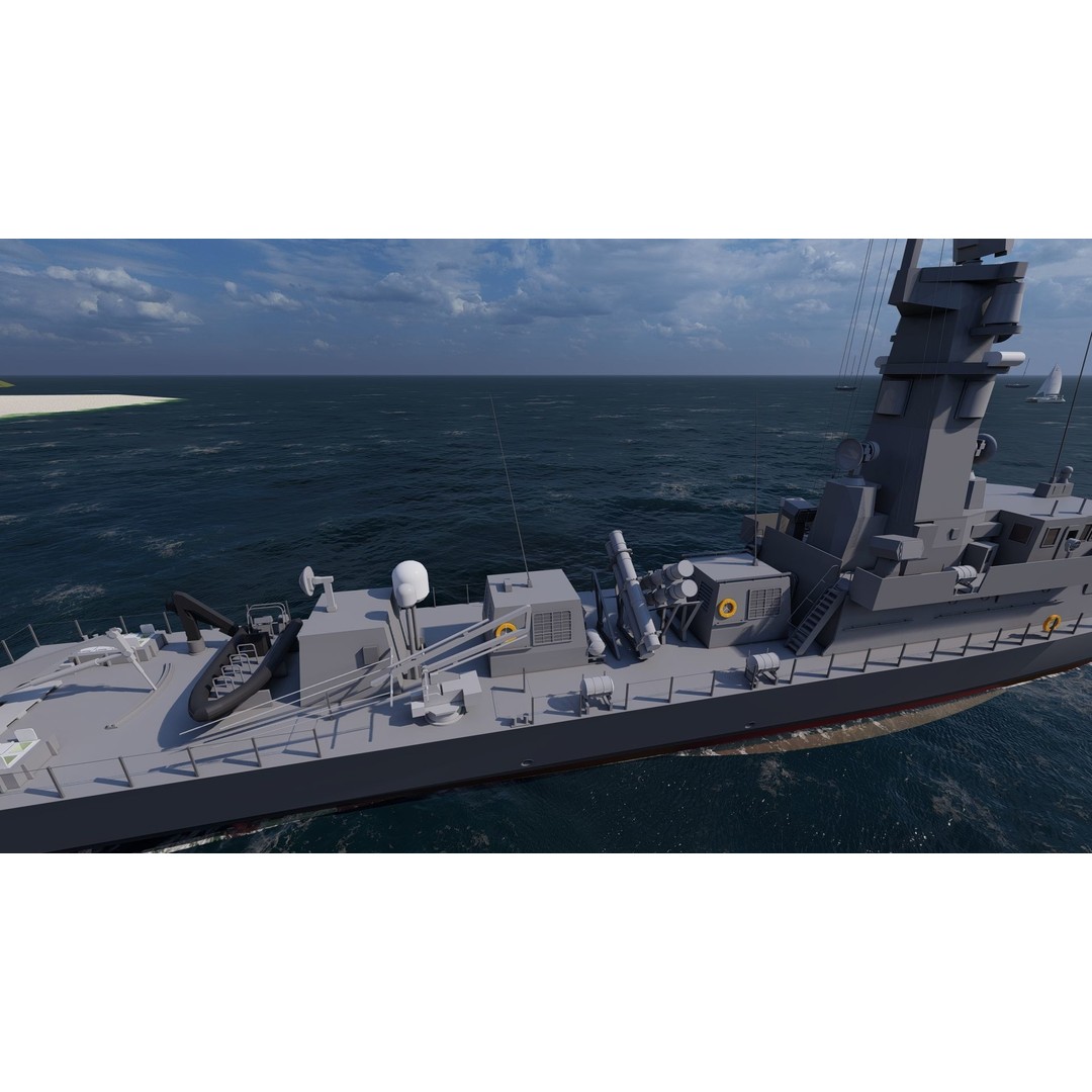 Victory Class Corvette 3D Model – Detailed Military Vessel, FBX, OBJ - View 7