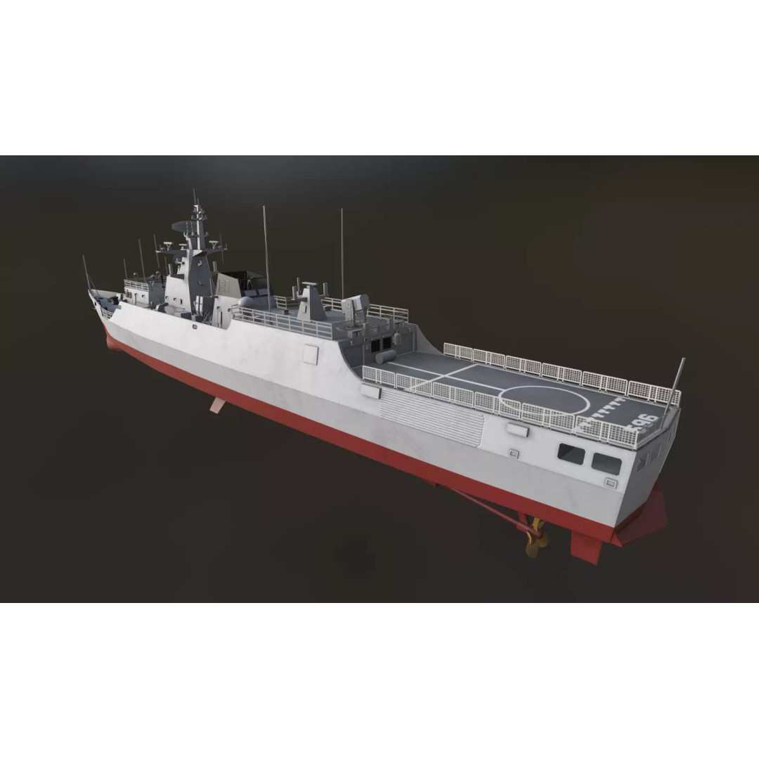 Type 056 Corvette 3D Model – Military Vessel with PBR Textures, FBX - View 4