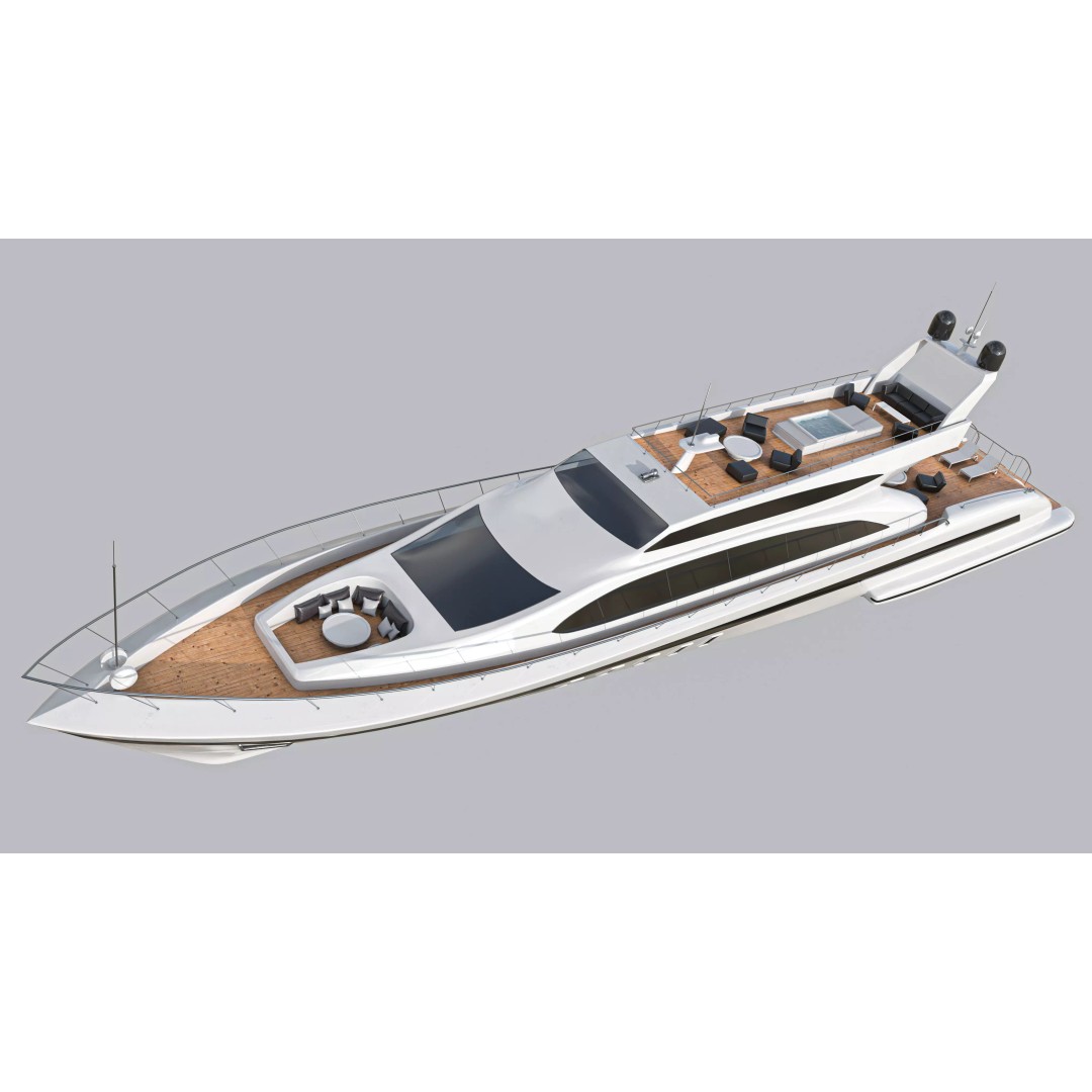 Yacht 3D Model – Low Poly Game Asset, PBR Textures, FBX/OBJ - View 2