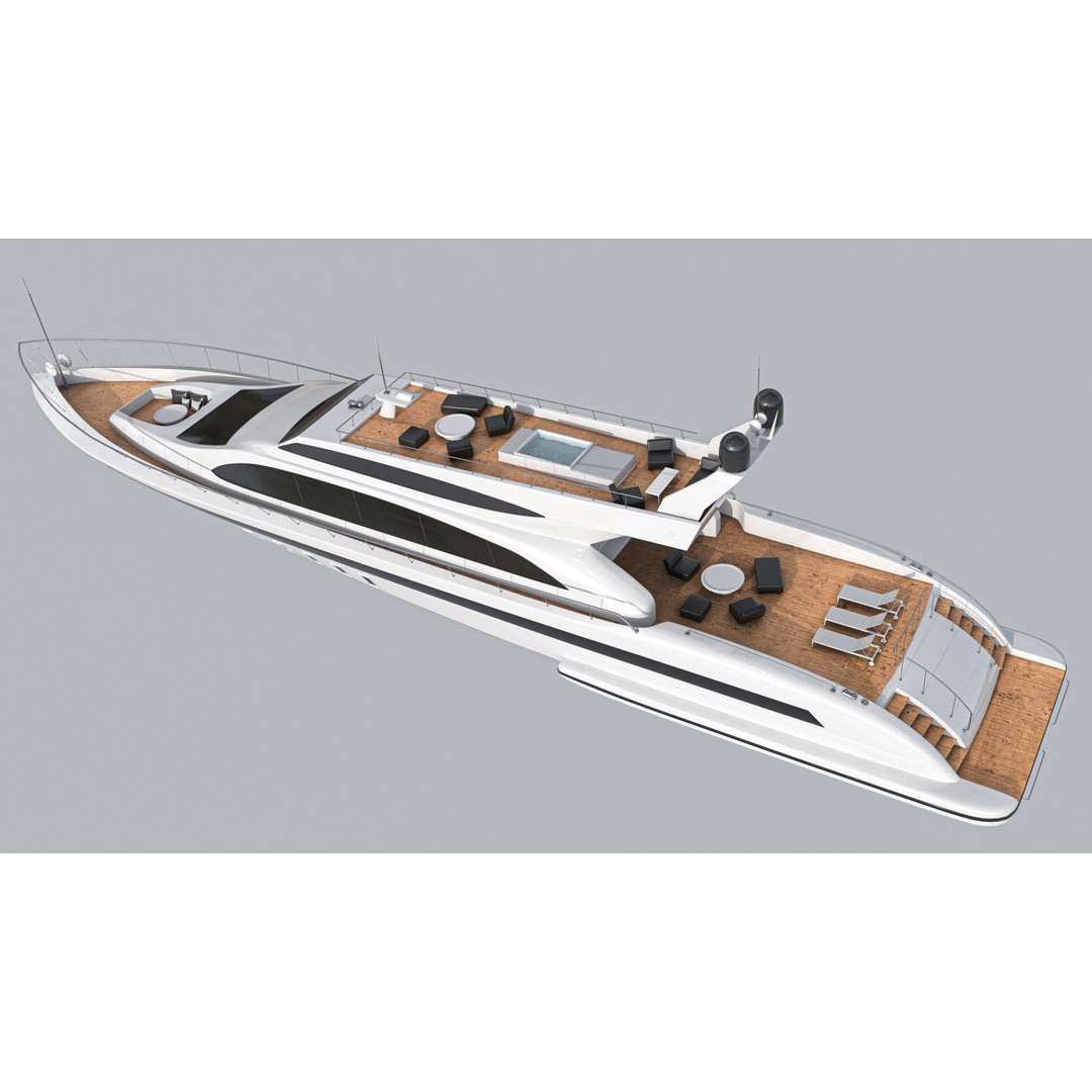 Yacht 3D Model – Low Poly Game Asset, PBR Textures, FBX/OBJ - View 4