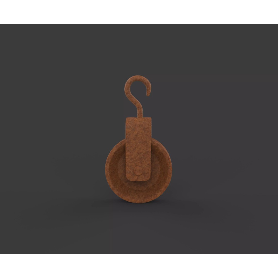 Old Pulley 3D Model – Vintage Industrial Tool, Game Ready FBX - View 3