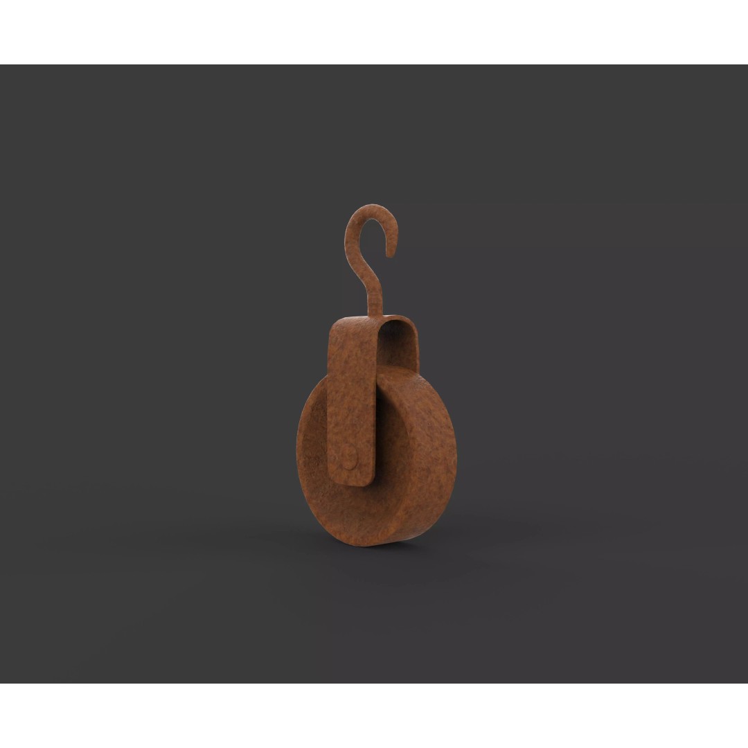 Old Pulley 3D Model – Vintage Industrial Tool, Game Ready FBX - View 4