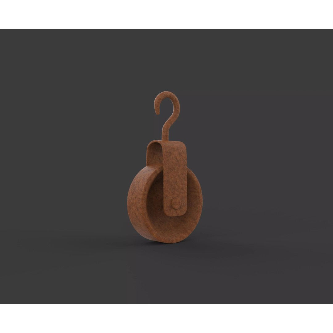 Old Pulley 3D Model – Vintage Industrial Tool, Game Ready FBX - View 8