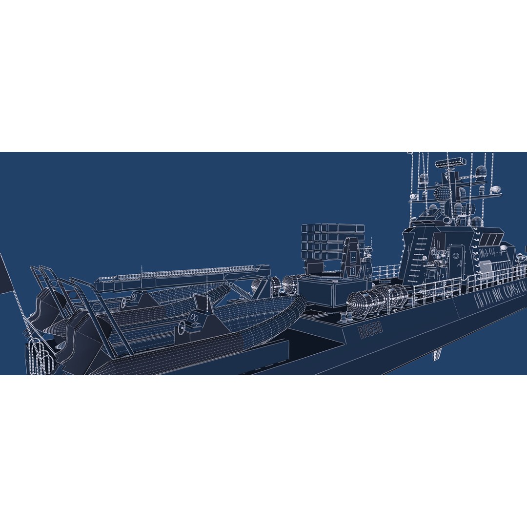Coast Guard Ship Patrol 3D Model – Detailed Military Vessel, FBX, OBJ