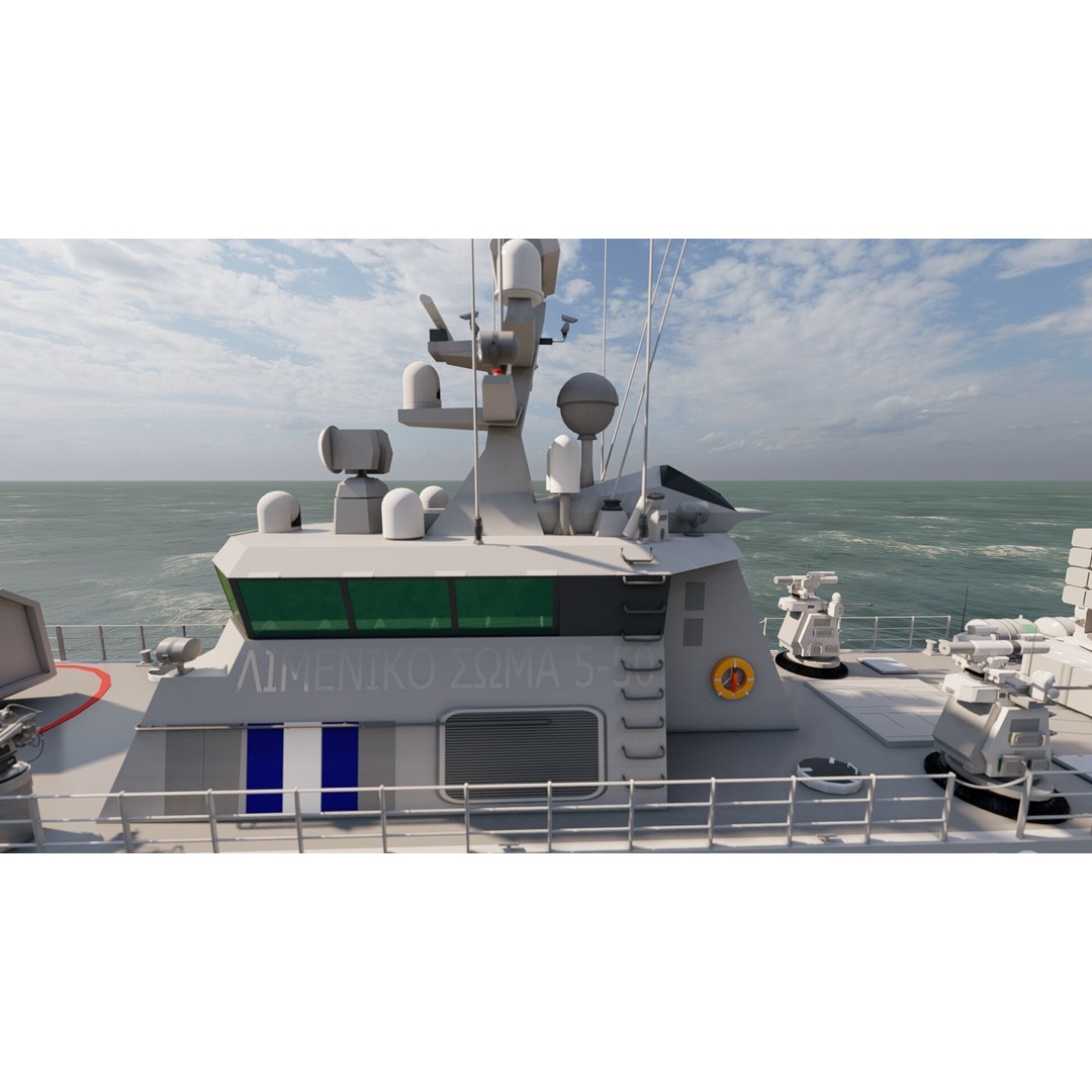 Coast Guard Ship Patrol 3D Model – Detailed Military Vessel, FBX, OBJ - View 10