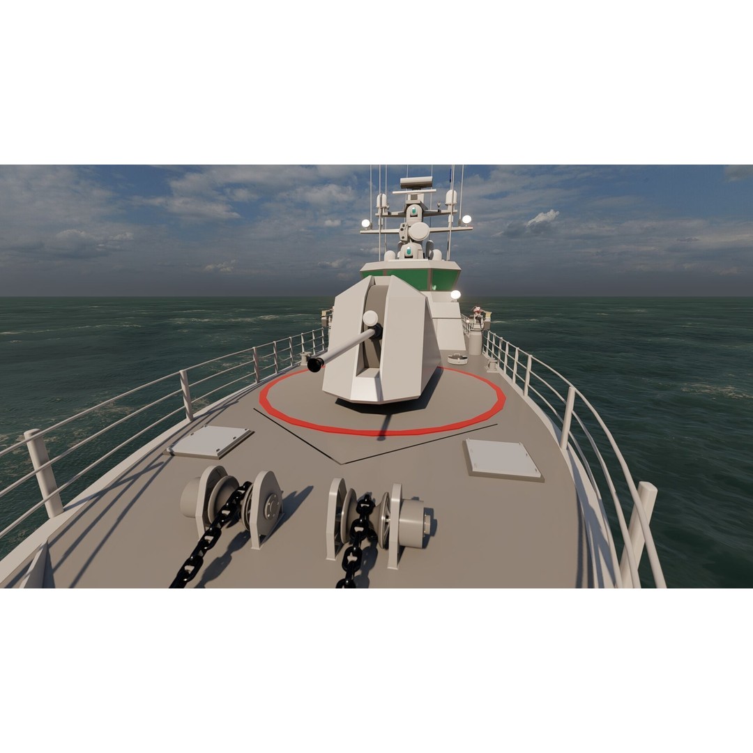 Coast Guard Ship Patrol 3D Model – Detailed Military Vessel, FBX, OBJ - View 13