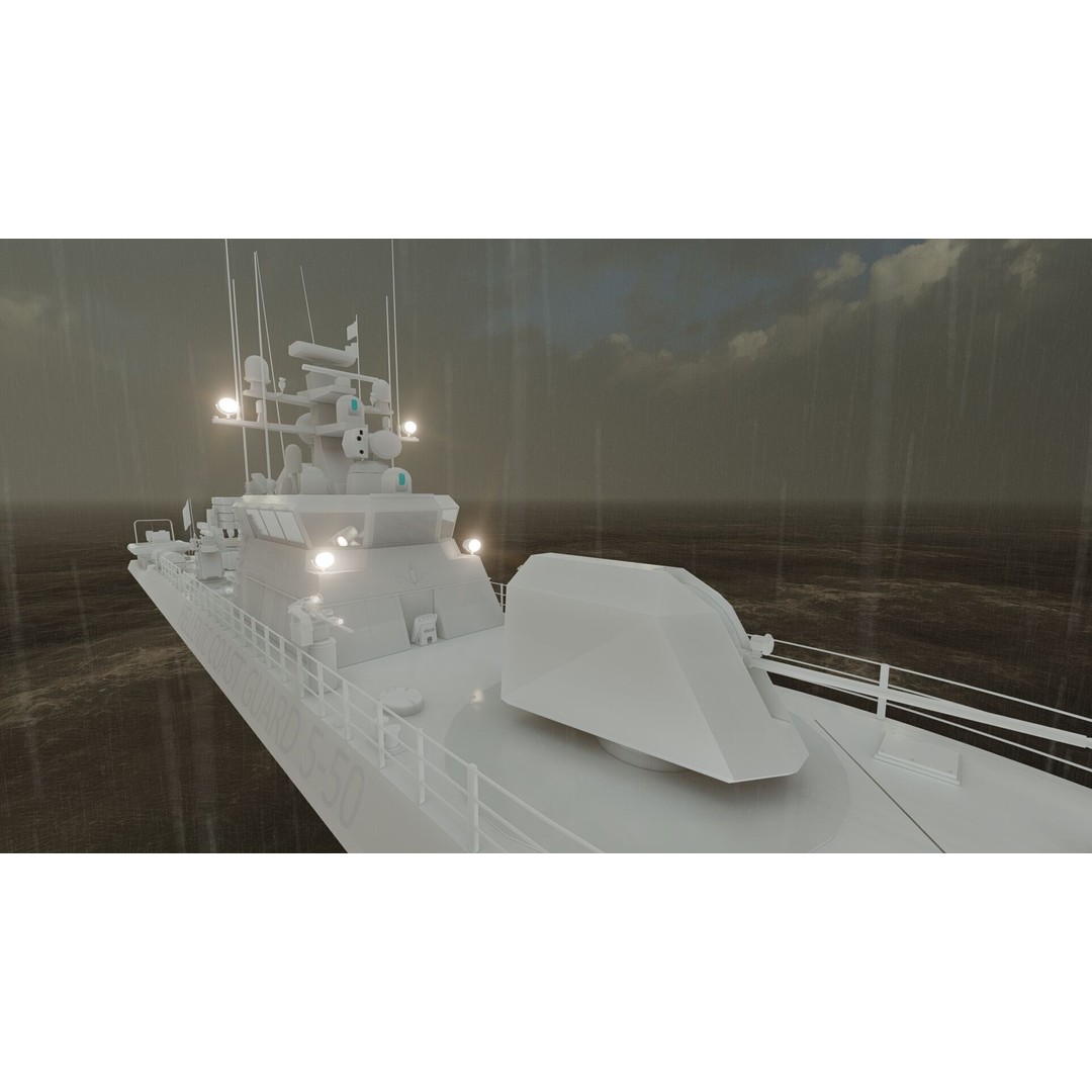 Coast Guard Ship Patrol 3D Model – Detailed Military Vessel, FBX, OBJ - View 21