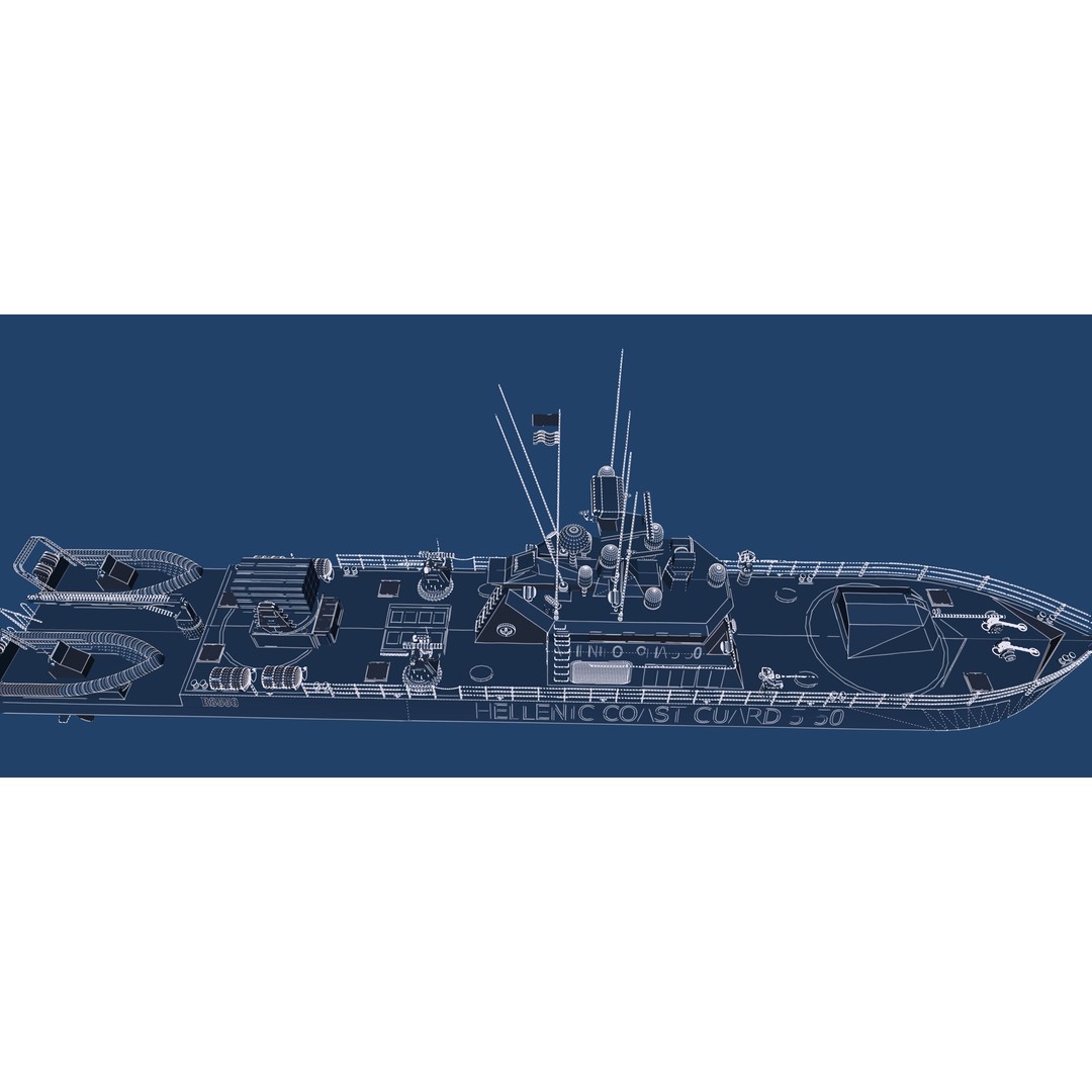 Coast Guard Ship Patrol 3D Model – Detailed Military Vessel, FBX, OBJ - View 27