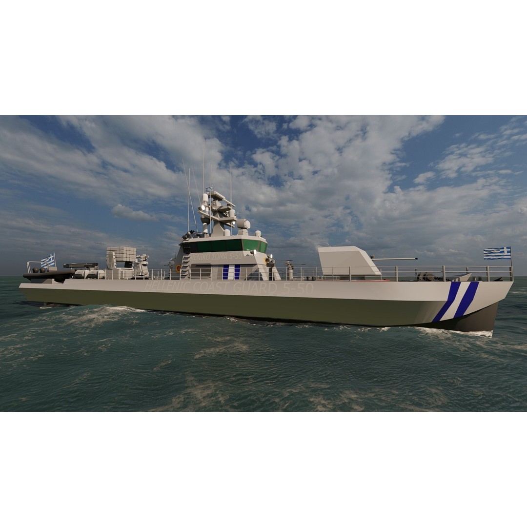 Coast Guard Ship Patrol 3D Model – Detailed Military Vessel, FBX, OBJ - View 3