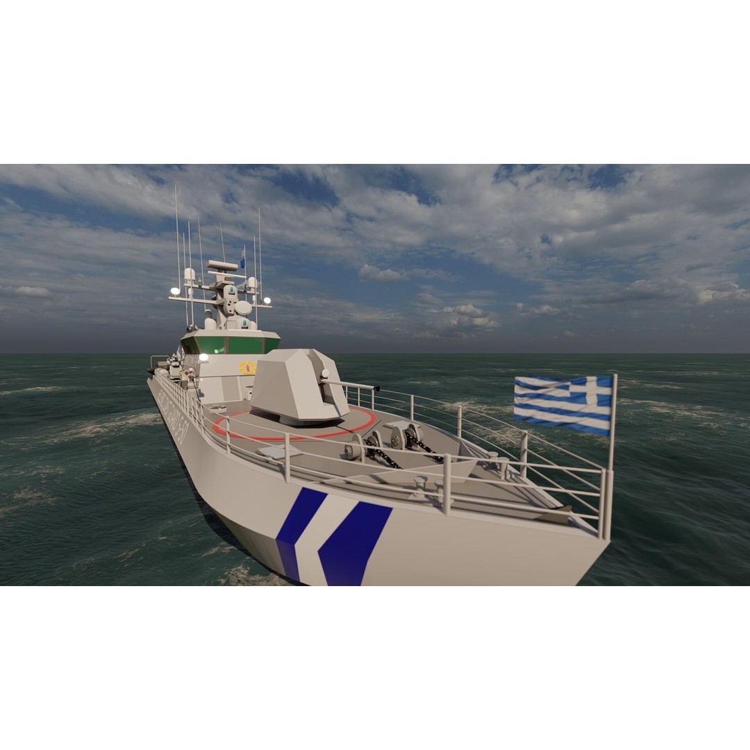 Coast Guard Ship Patrol 3D Model – Detailed Military Vessel, FBX, OBJ - View 4