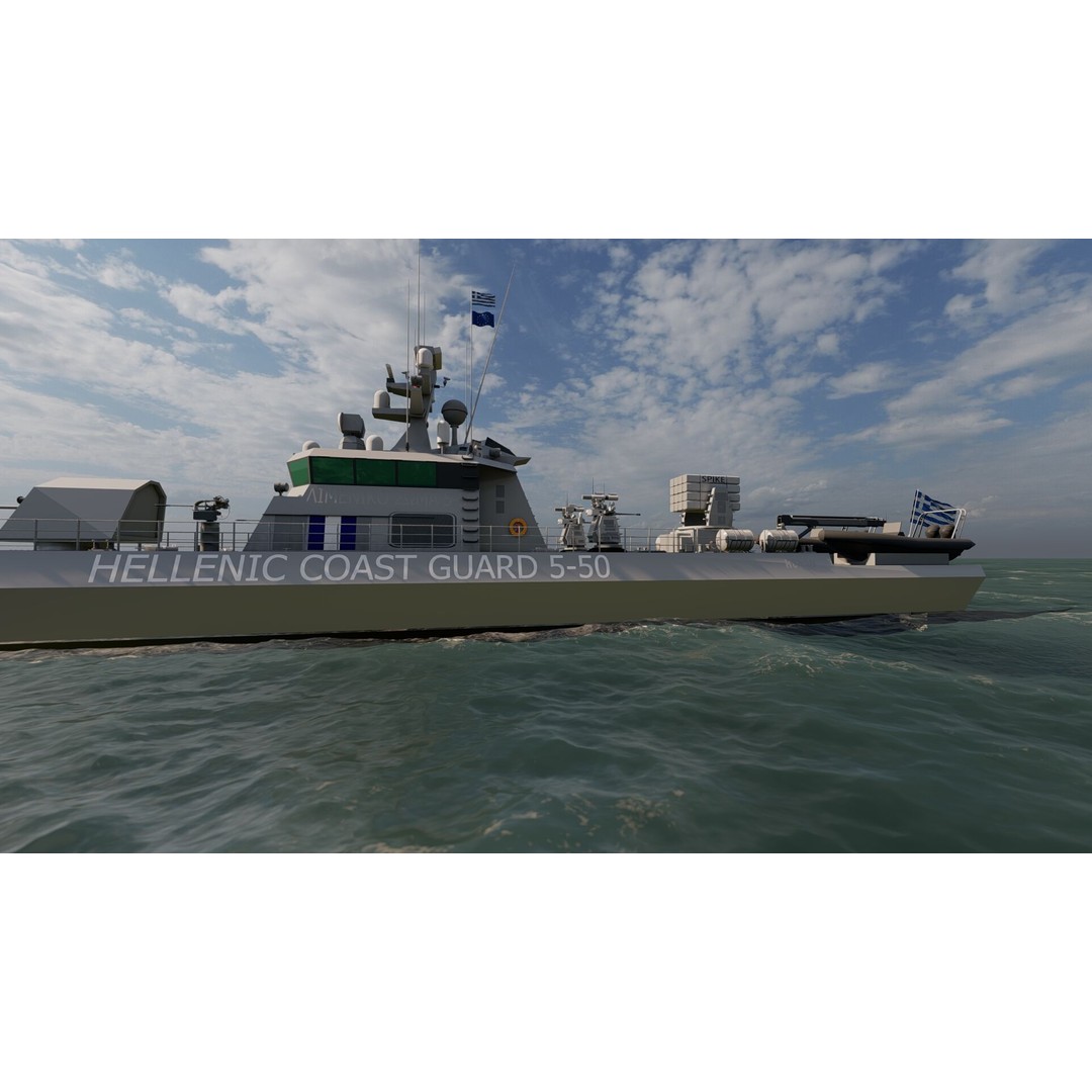 Coast Guard Ship Patrol 3D Model – Detailed Military Vessel, FBX, OBJ - View 5