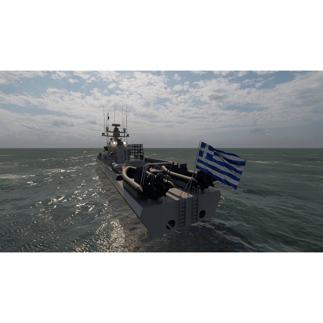 Coast Guard Ship Patrol 3D Model – Detailed Military Vessel, FBX, OBJ - View 6