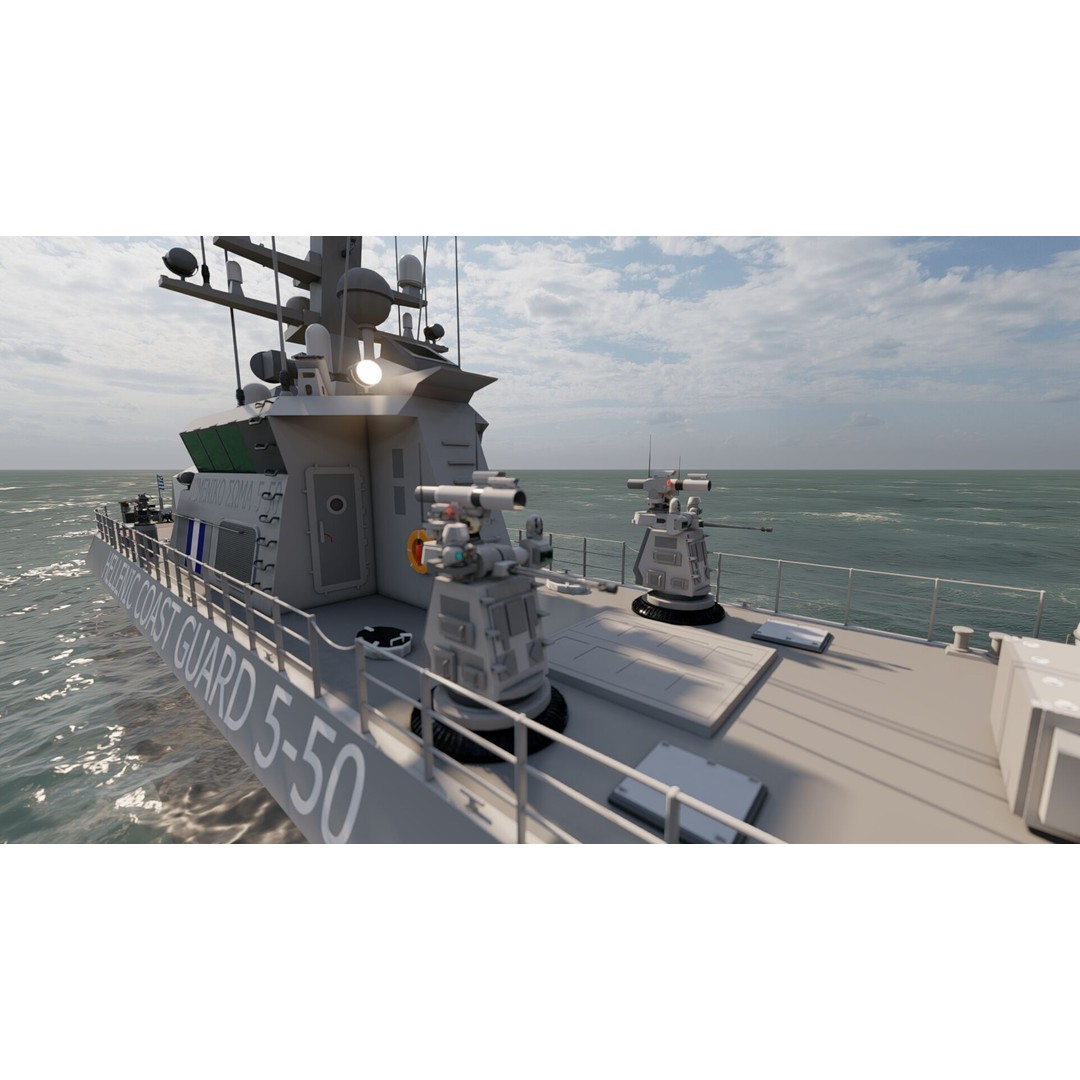 Coast Guard Ship Patrol 3D Model – Detailed Military Vessel, FBX, OBJ - View 8