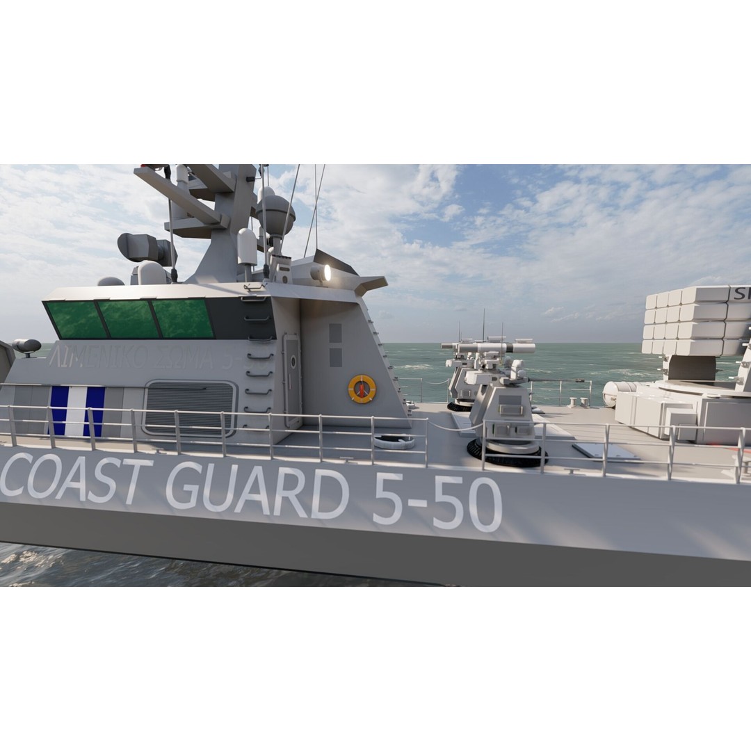 Coast Guard Ship Patrol 3D Model – Detailed Military Vessel, FBX, OBJ - View 9