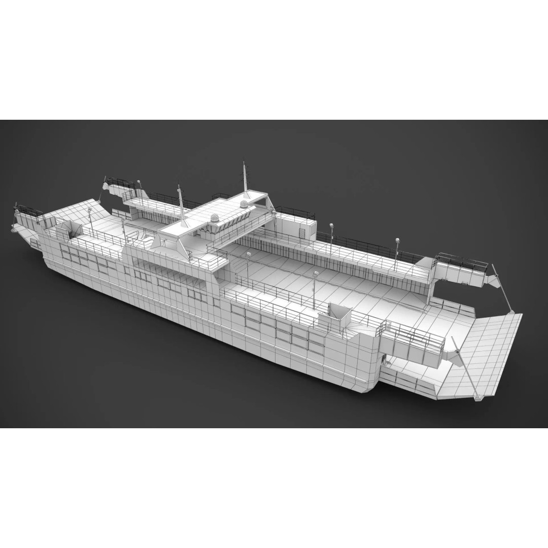 Car Ferry 3D Model – Low Poly Industrial Vehicle with PBR Textures