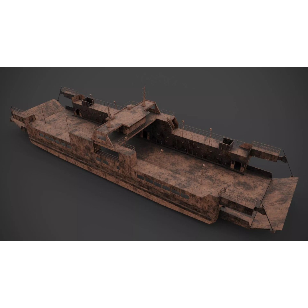 Car Ferry 3D Model – Low Poly Industrial Vehicle with PBR Textures - View 10