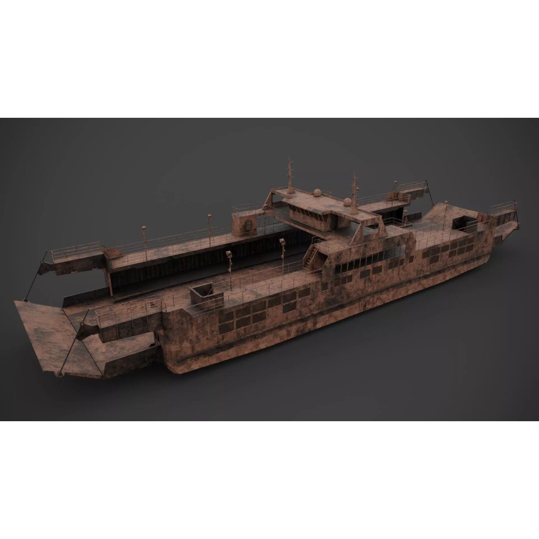 Car Ferry 3D Model – Low Poly Industrial Vehicle with PBR Textures - View 11