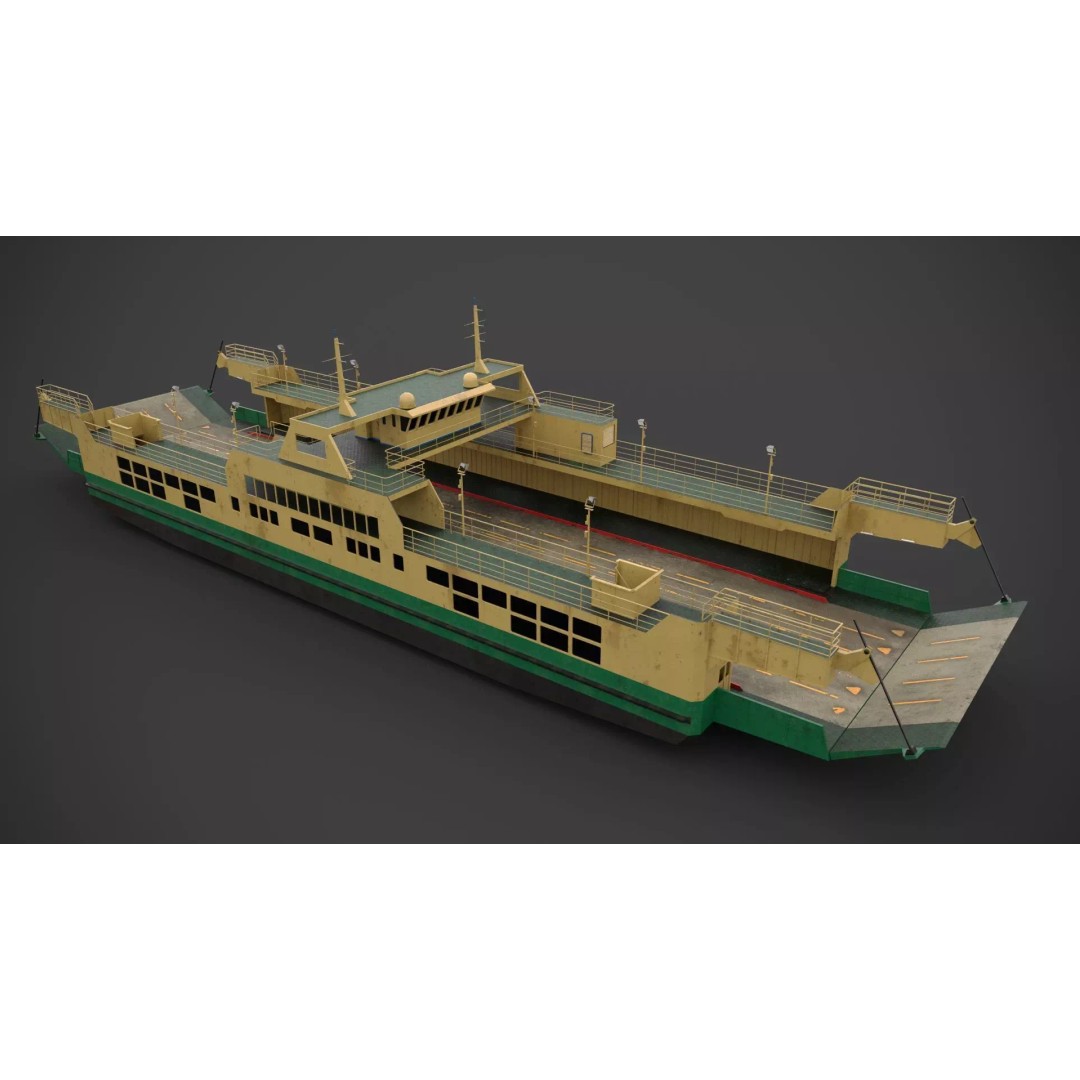 Car Ferry 3D Model – Low Poly Industrial Vehicle with PBR Textures - View 4