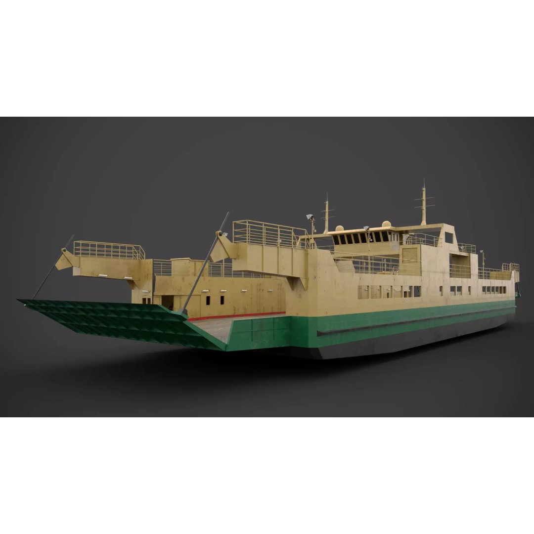 Car Ferry 3D Model – Low Poly Industrial Vehicle with PBR Textures - View 5