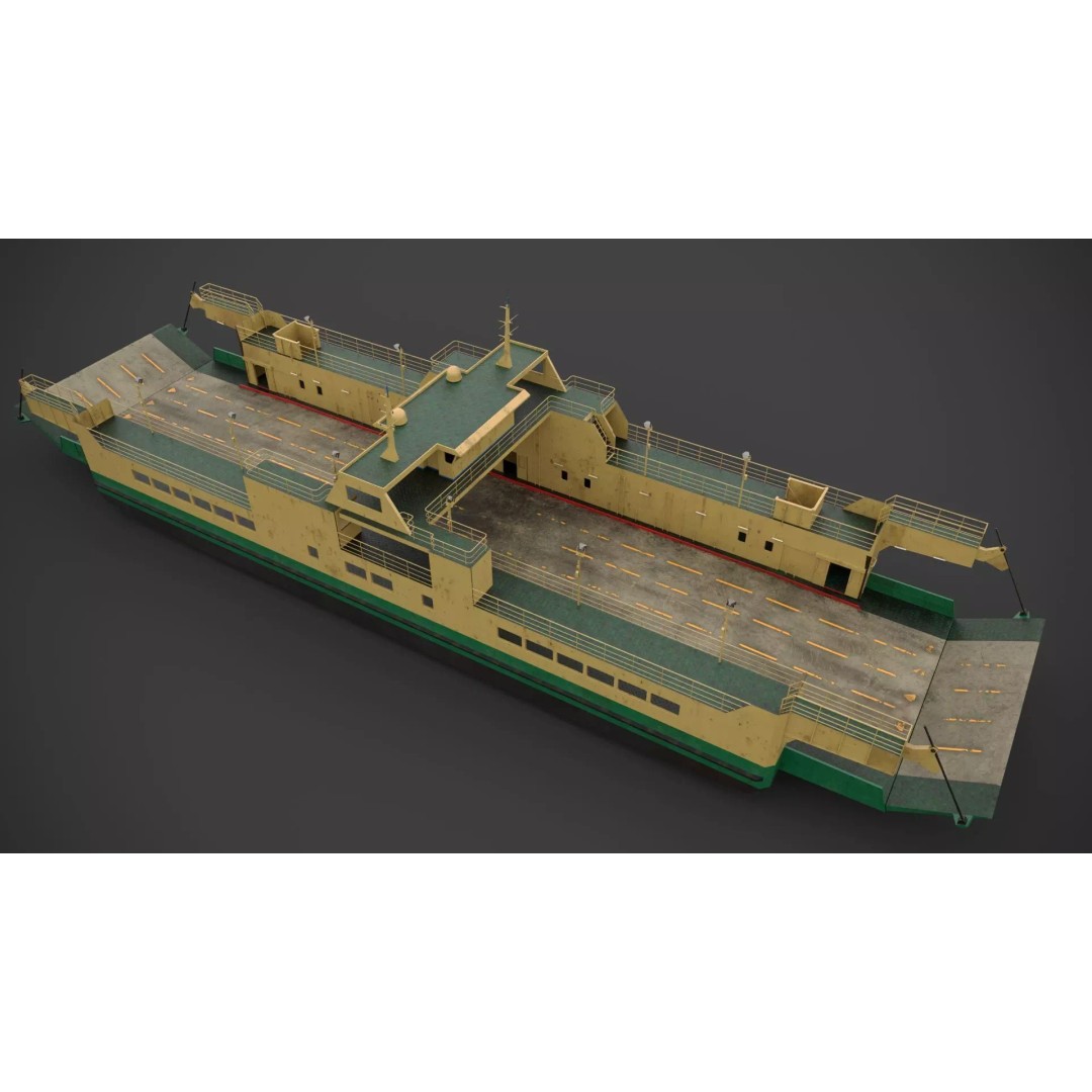 Car Ferry 3D Model – Low Poly Industrial Vehicle with PBR Textures - View 6