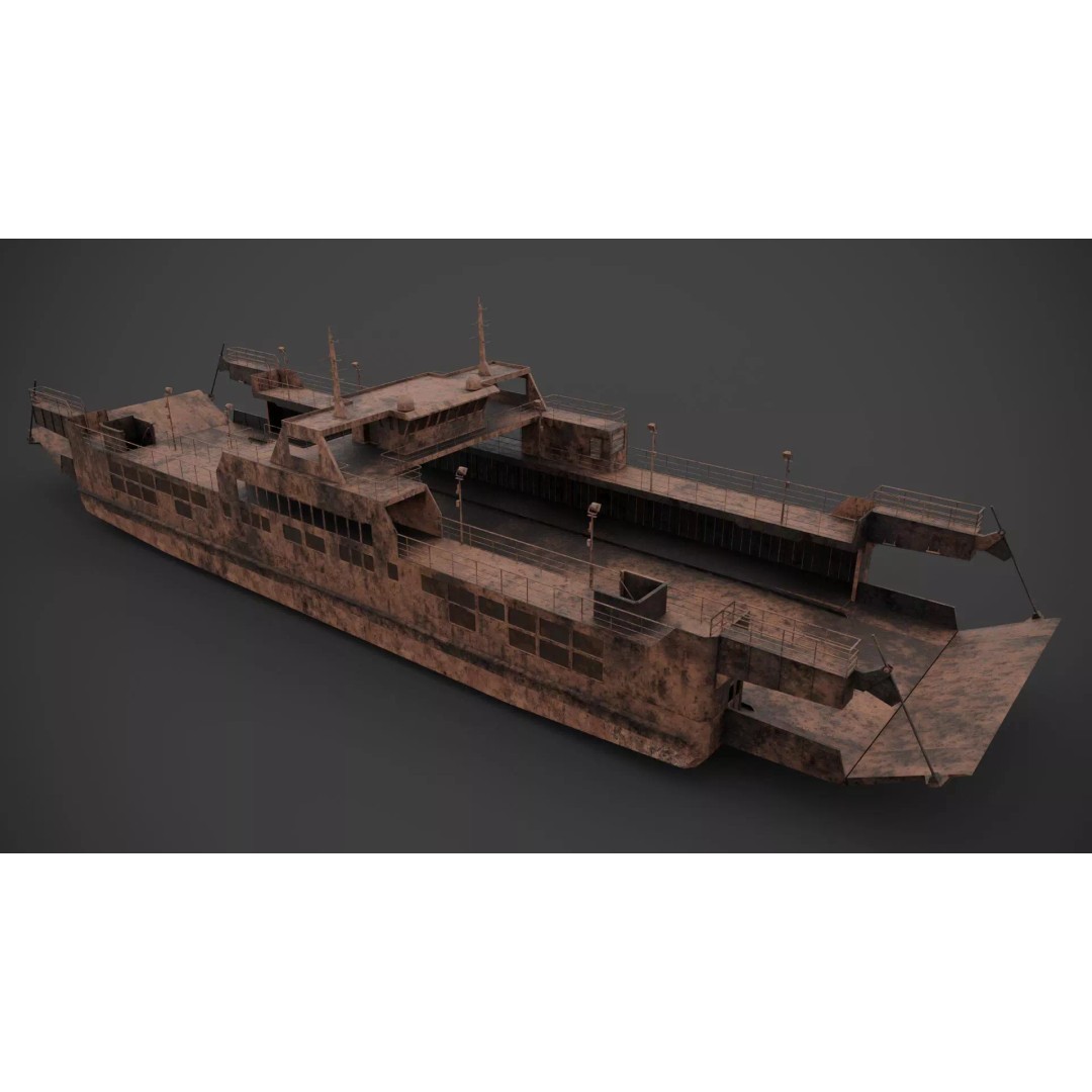 Car Ferry 3D Model – Low Poly Industrial Vehicle with PBR Textures - View 8