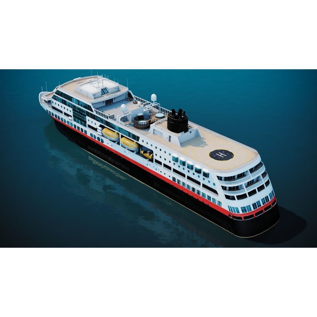 Arctic Cruiseship 3D Model – Low Poly Game-Ready Vessel, FBX - View 3