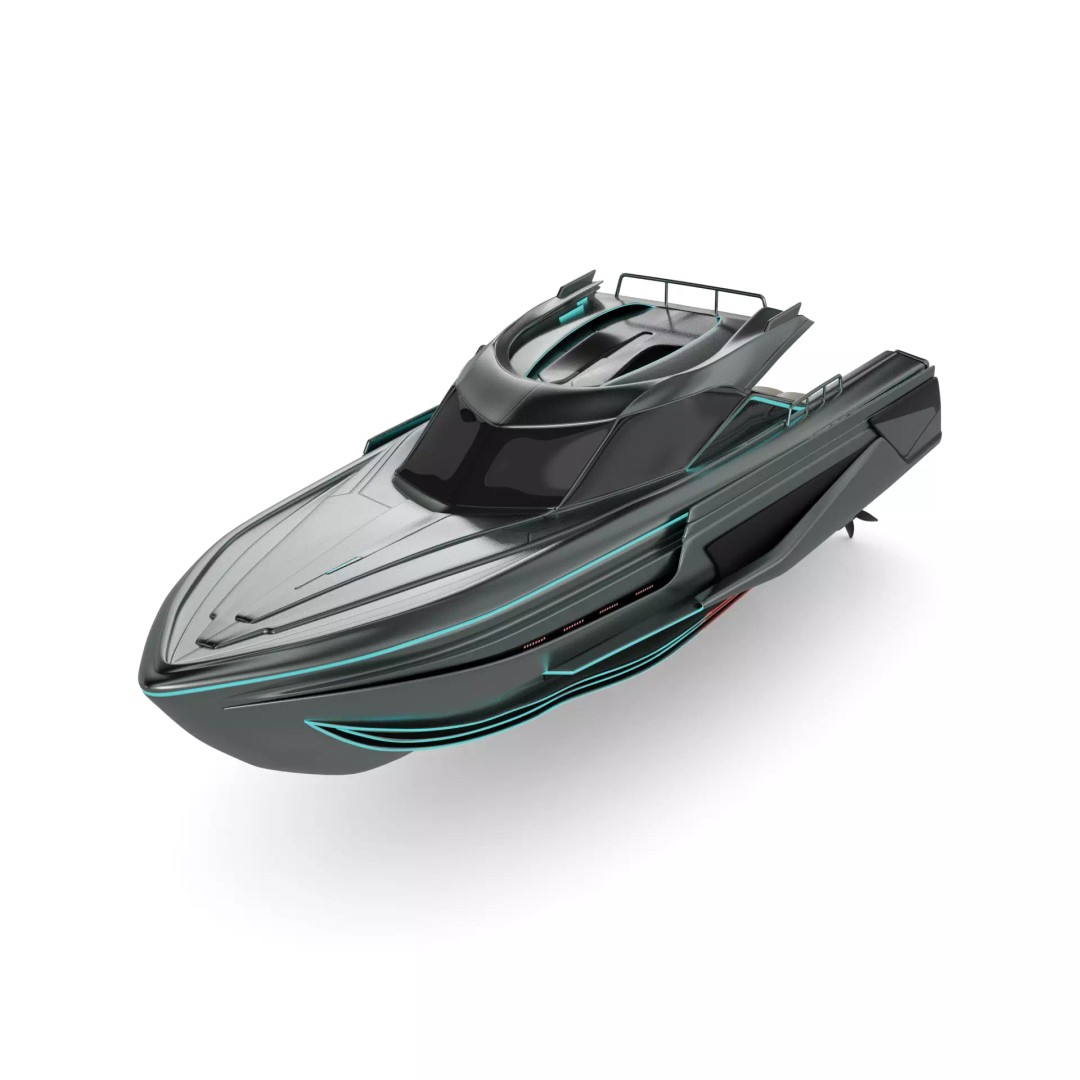 Motorboat 3D Model – Sleek Cabin Cruiser with PBR Textures, FBX