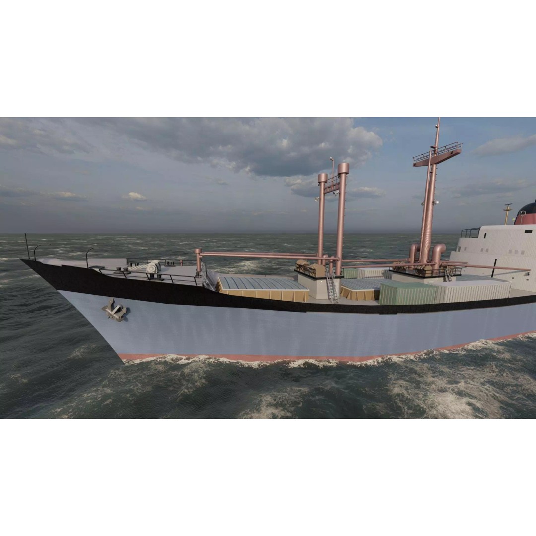Small German Cargo Ship 3D Model – Detailed Industrial Vessel, Lumion Ready - View 10