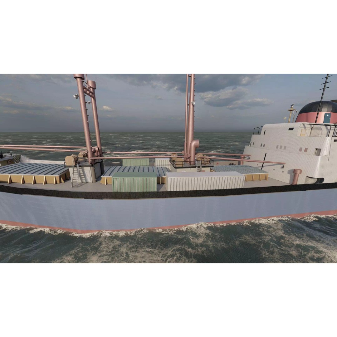 Small German Cargo Ship 3D Model – Detailed Industrial Vessel, Lumion Ready - View 11