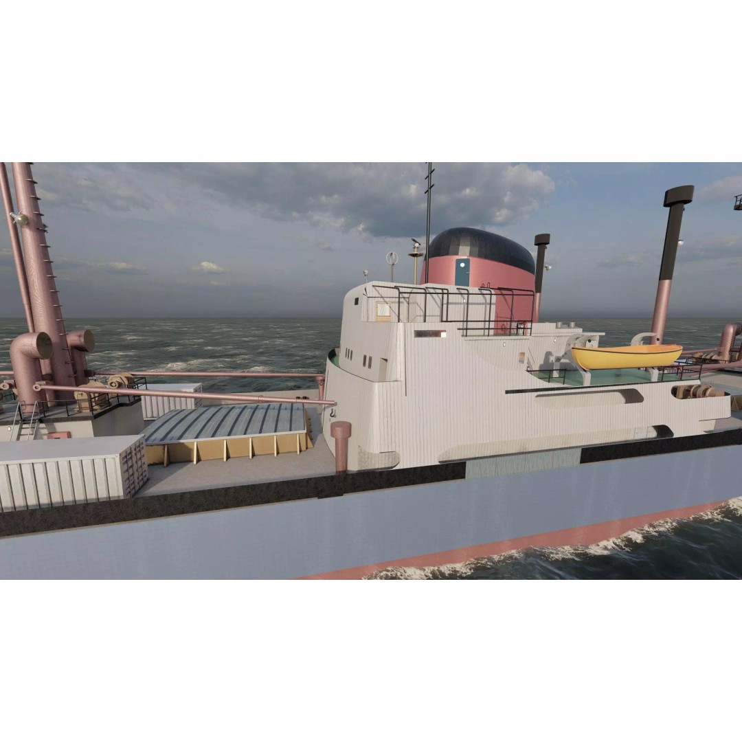 Small German Cargo Ship 3D Model – Detailed Industrial Vessel, Lumion Ready - View 12