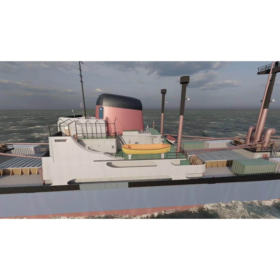 Small German Cargo Ship 3D Model – Detailed Industrial Vessel, Lumion Ready - View 13