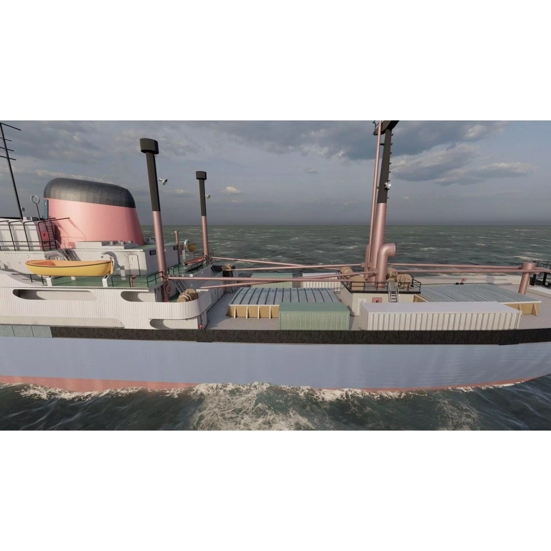 Small German Cargo Ship 3D Model – Detailed Industrial Vessel, Lumion Ready - View 14