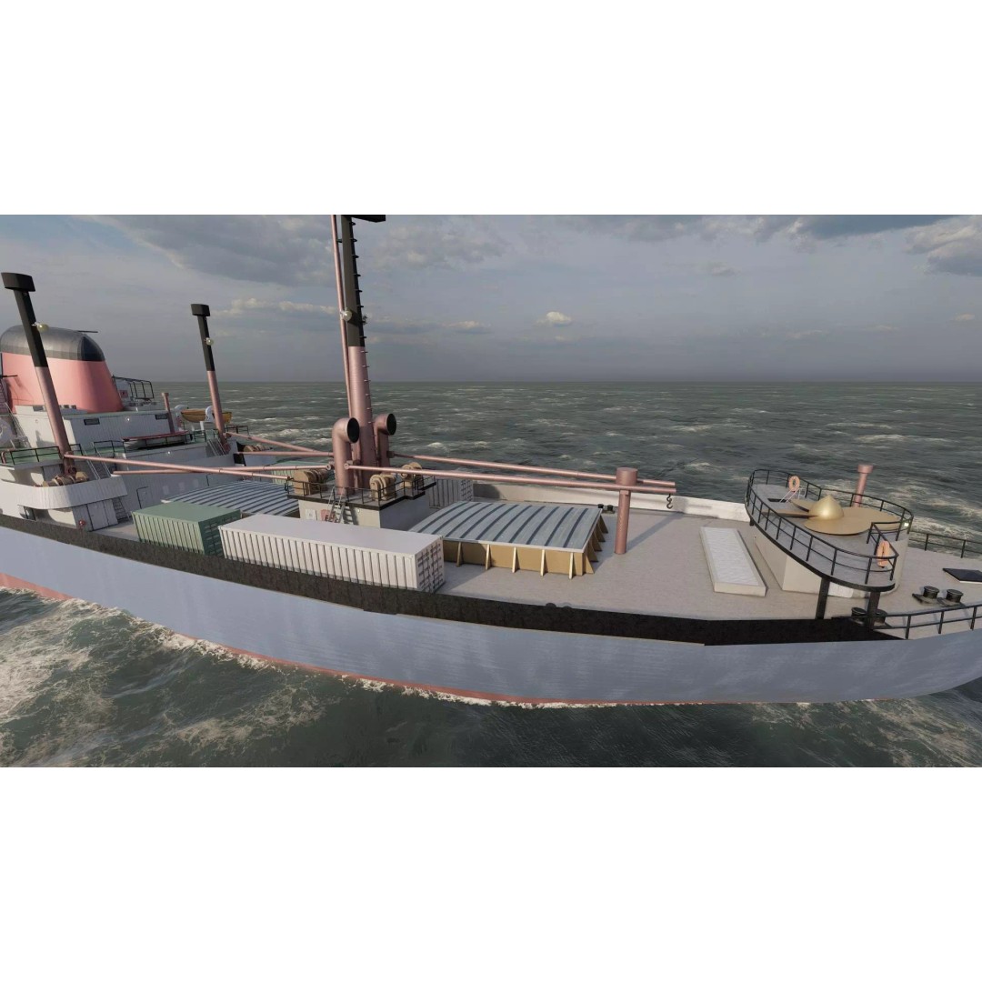 Small German Cargo Ship 3D Model – Detailed Industrial Vessel, Lumion Ready - View 15