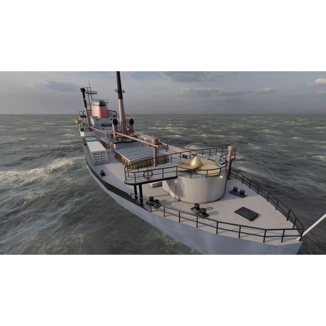 Small German Cargo Ship 3D Model – Detailed Industrial Vessel, Lumion Ready - View 16