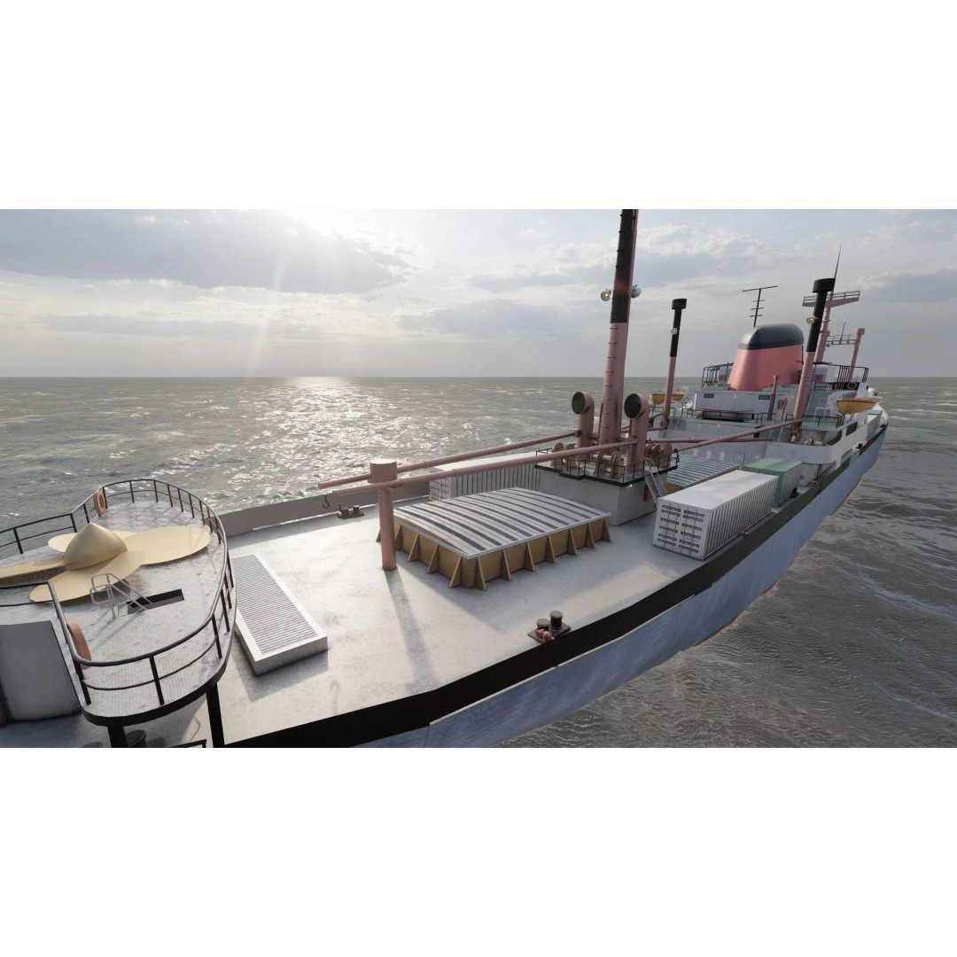 Small German Cargo Ship 3D Model – Detailed Industrial Vessel, Lumion Ready - View 18