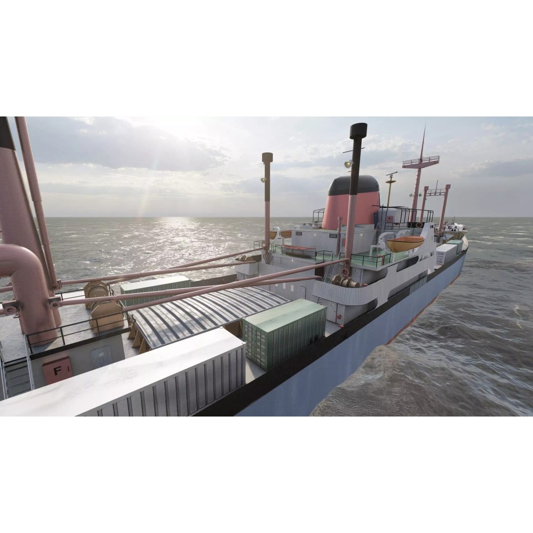 Small German Cargo Ship 3D Model – Detailed Industrial Vessel, Lumion Ready - View 19