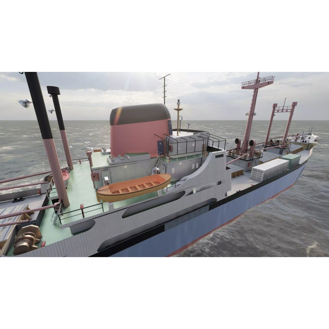 Small German Cargo Ship 3D Model – Detailed Industrial Vessel, Lumion Ready - View 20